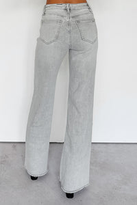 Maybrie Wide Leg Mica Denim Jeans (Platinum Grey) - NanaMacs