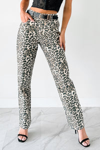 Calista High Rise Straight Leg Saige Denim Jeans (Leopard) - NanaMacs