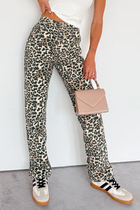 Calista High Rise Straight Leg Saige Denim Jeans (Leopard) - NanaMacs