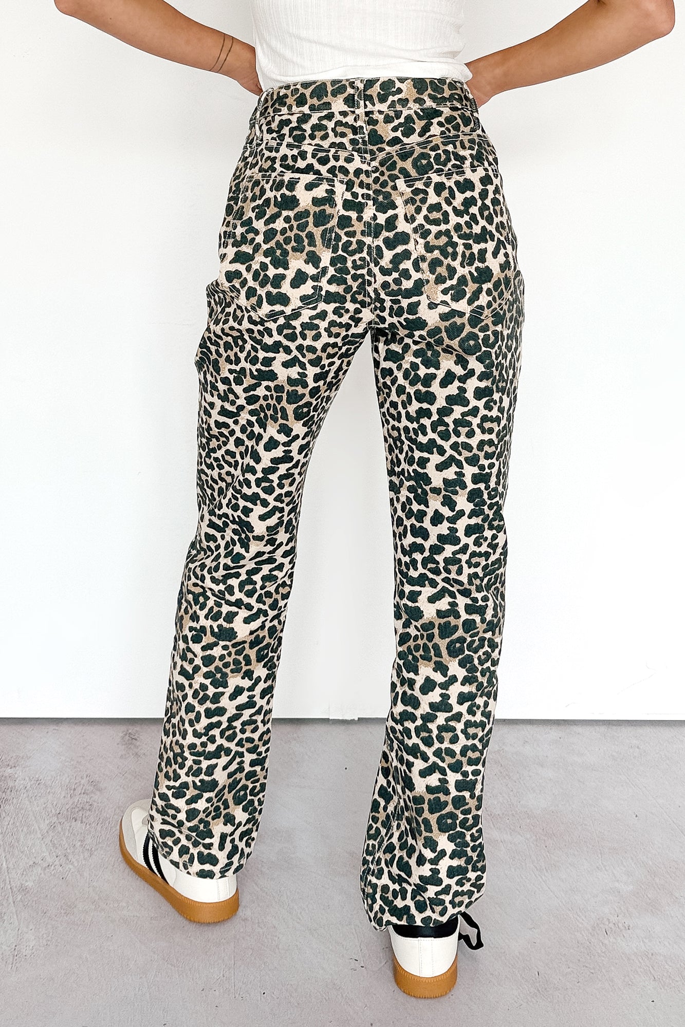 Calista High Rise Straight Leg Saige Denim Jeans (Leopard) - NanaMacs