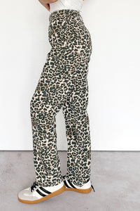 Calista High Rise Straight Leg Saige Denim Jeans (Leopard) - NanaMacs
