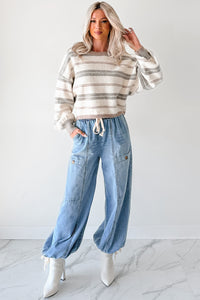 Take Control Striped Dolman Sleeve Sweater (Cream) - NanaMacs