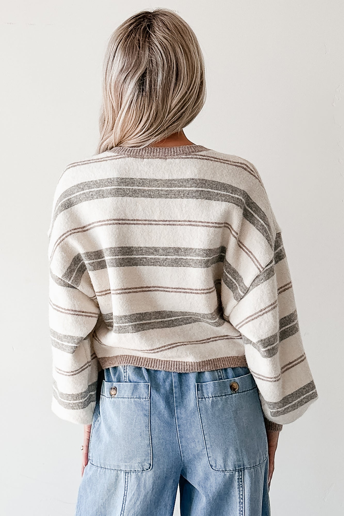 Take Control Striped Dolman Sleeve Sweater (Cream) - NanaMacs