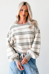 Take Control Striped Dolman Sleeve Sweater (Cream) - NanaMacs