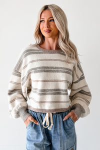 Take Control Striped Dolman Sleeve Sweater (Cream) - NanaMacs