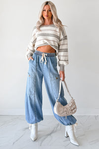 Take Control Striped Dolman Sleeve Sweater (Cream) - NanaMacs