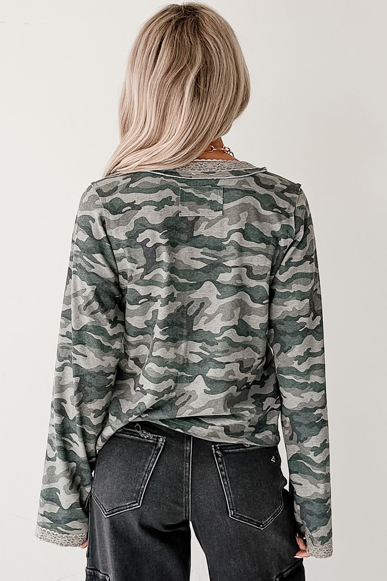 Fierce & Free Camo POL Long Sleeve Top (Olive/Camo) - NanaMacs