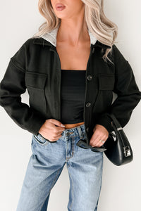 Holding Steady Button-Up Hoodie Jacket (Black) - NanaMacs