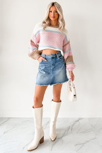 Wild Meadows Colorblock Knit Sweater (Pink/Taupe) - NanaMacs