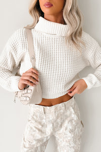 Snug Session Turtleneck Chenille Crop Sweater (Ivory) - NanaMacs