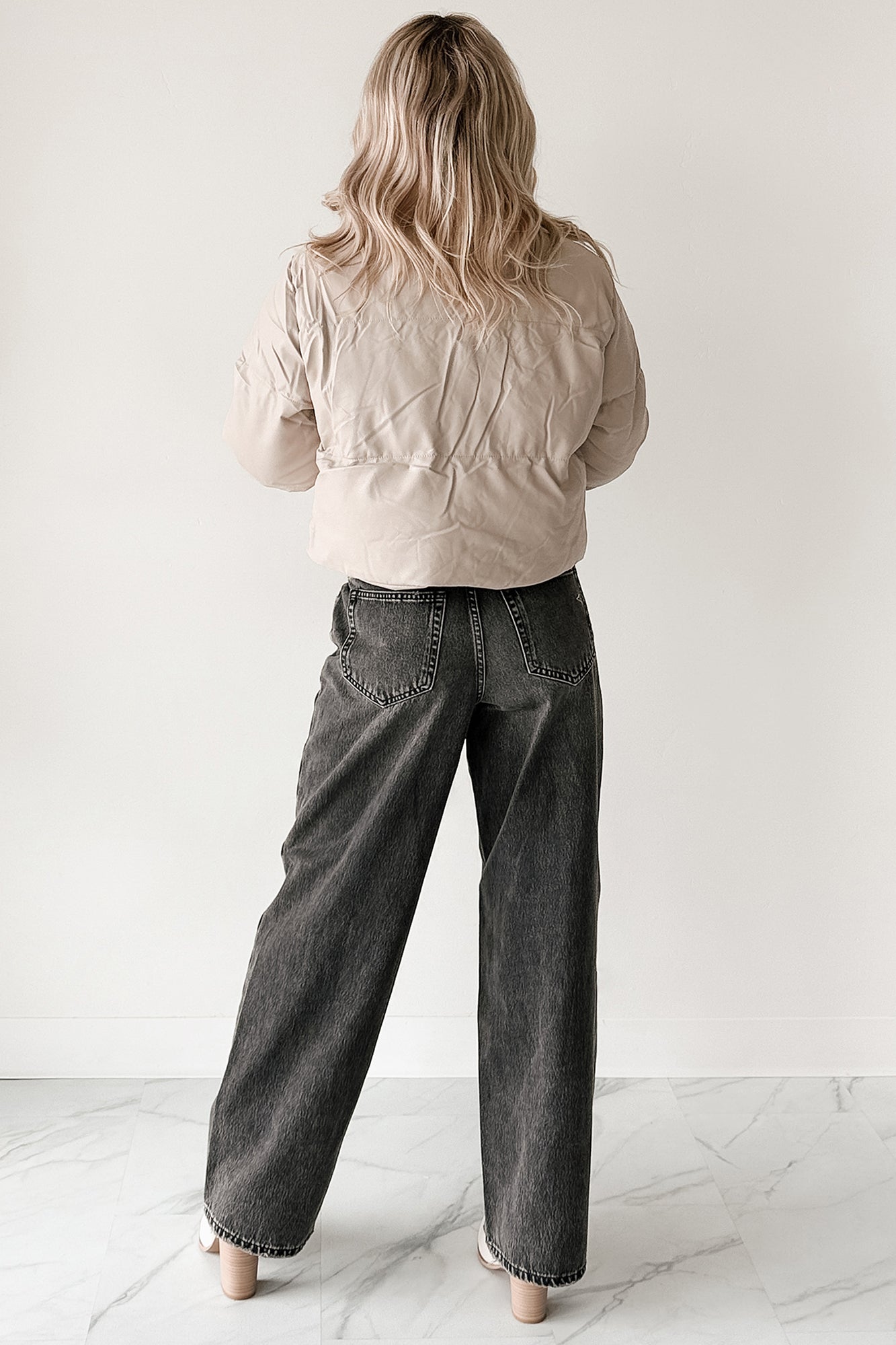 Shine Your Way Faux Leather Puffer Jacket (Taupe) - NanaMacs