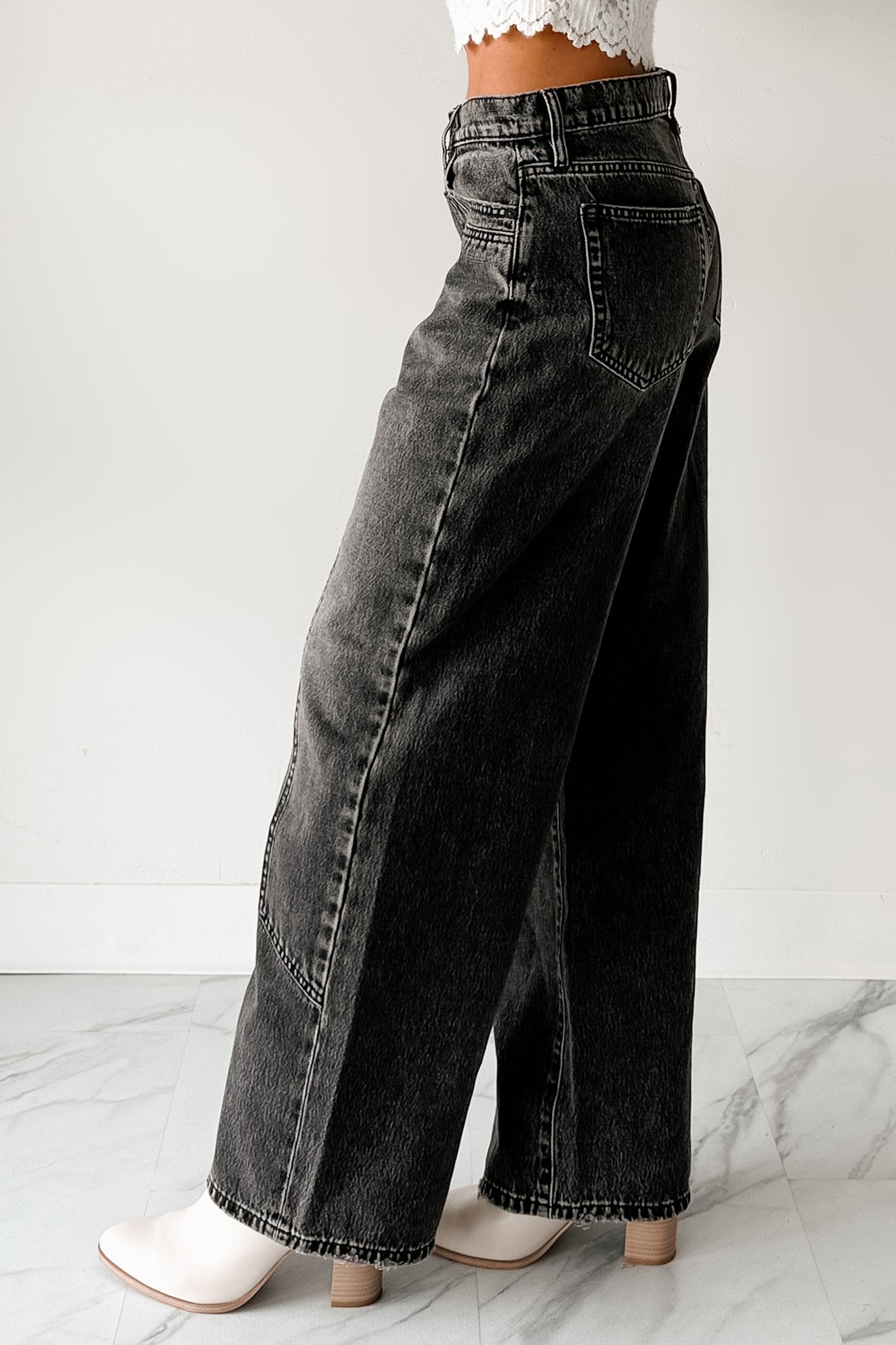 Julio High Rise Baggy Hidden Brand Jeans (Grey) - NanaMacs