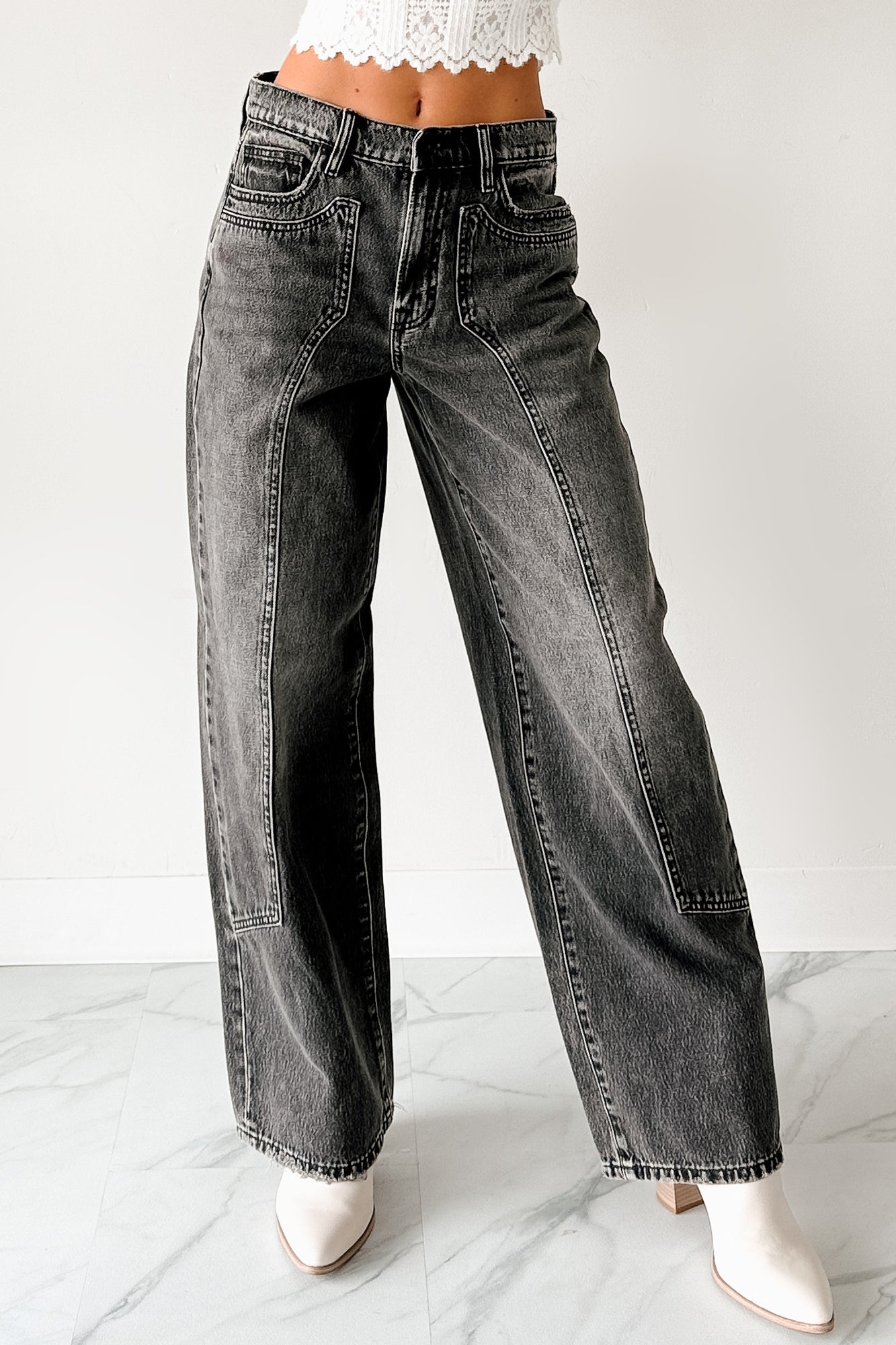 Julio High Rise Baggy Hidden Brand Jeans (Grey) - NanaMacs
