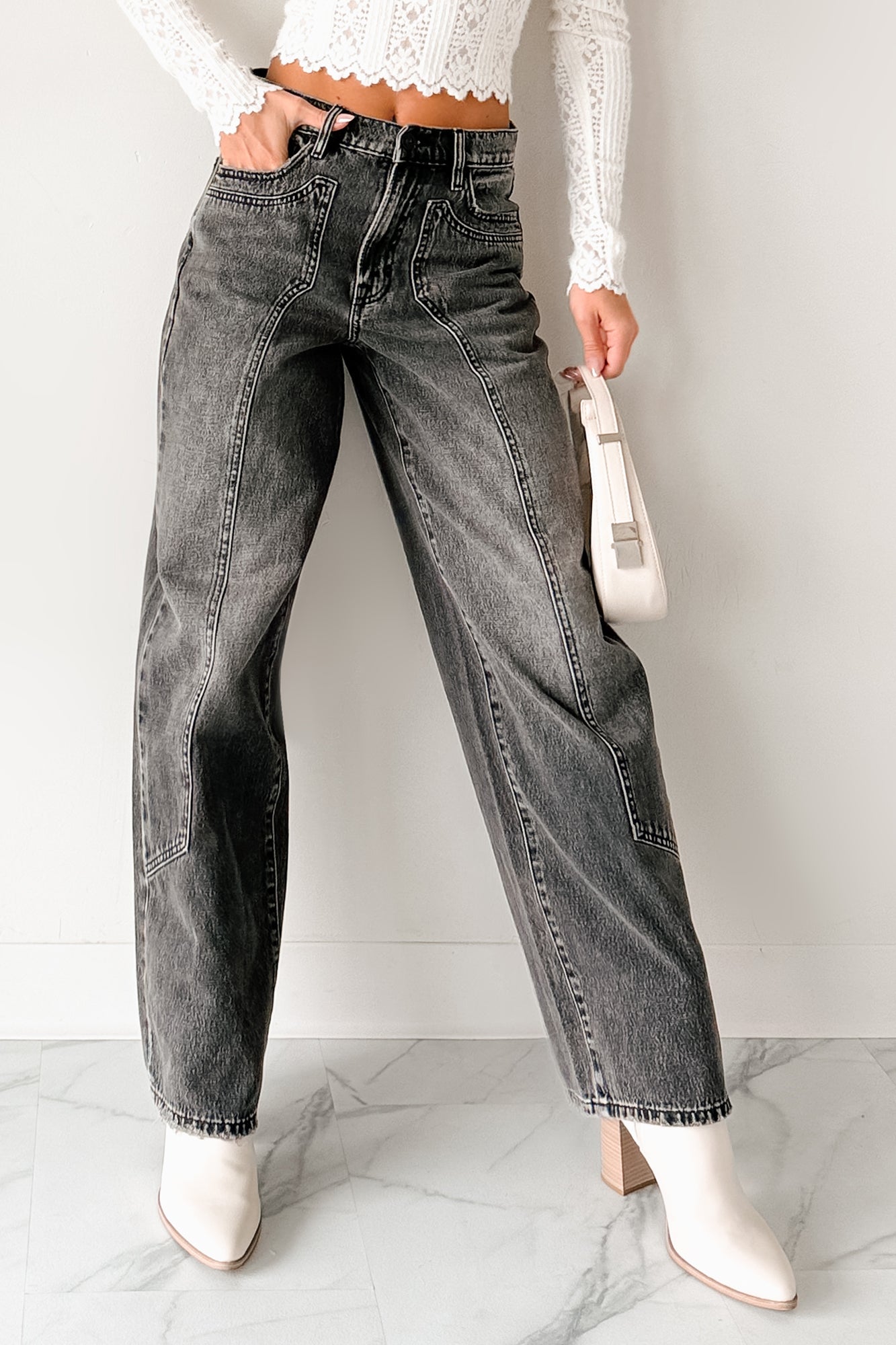 Julio High Rise Baggy Hidden Brand Jeans (Grey) - NanaMacs
