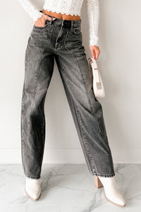 Julio High Rise Baggy Hidden Brand Jeans (Grey) - NanaMacs