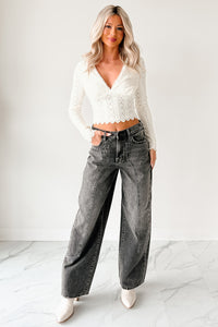 Julio High Rise Baggy Hidden Brand Jeans (Grey) - NanaMacs