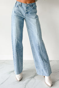 Glenn High Rise Wide Leg Jemina Denim Jeans (Light) - NanaMacs