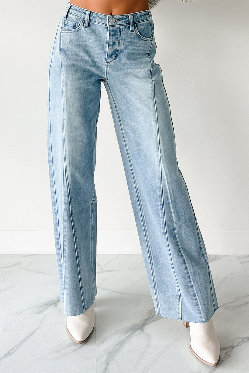 Glenn High Rise Wide Leg Jemina Denim Jeans (Light) - NanaMacs