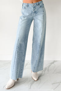 Glenn High Rise Wide Leg Jemina Denim Jeans (Light) - NanaMacs