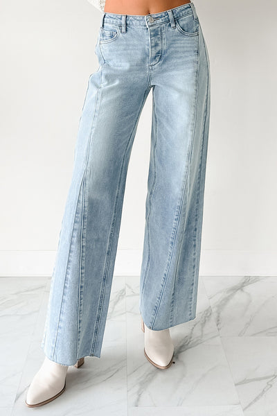 Glenn High Rise Wide Leg Jemina Denim Jeans (Light) - NanaMacs