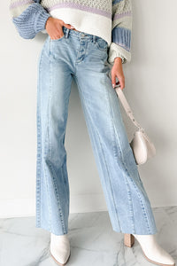Glenn High Rise Wide Leg Jemina Denim Jeans (Light) - NanaMacs