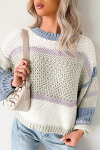 Wild Meadows Colorblock Knit Sweater (Sage/Denim) - NanaMacs
