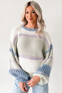 Wild Meadows Colorblock Knit Sweater (Sage/Denim) - NanaMacs