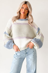 Wild Meadows Colorblock Knit Sweater (Sage/Denim) - NanaMacs