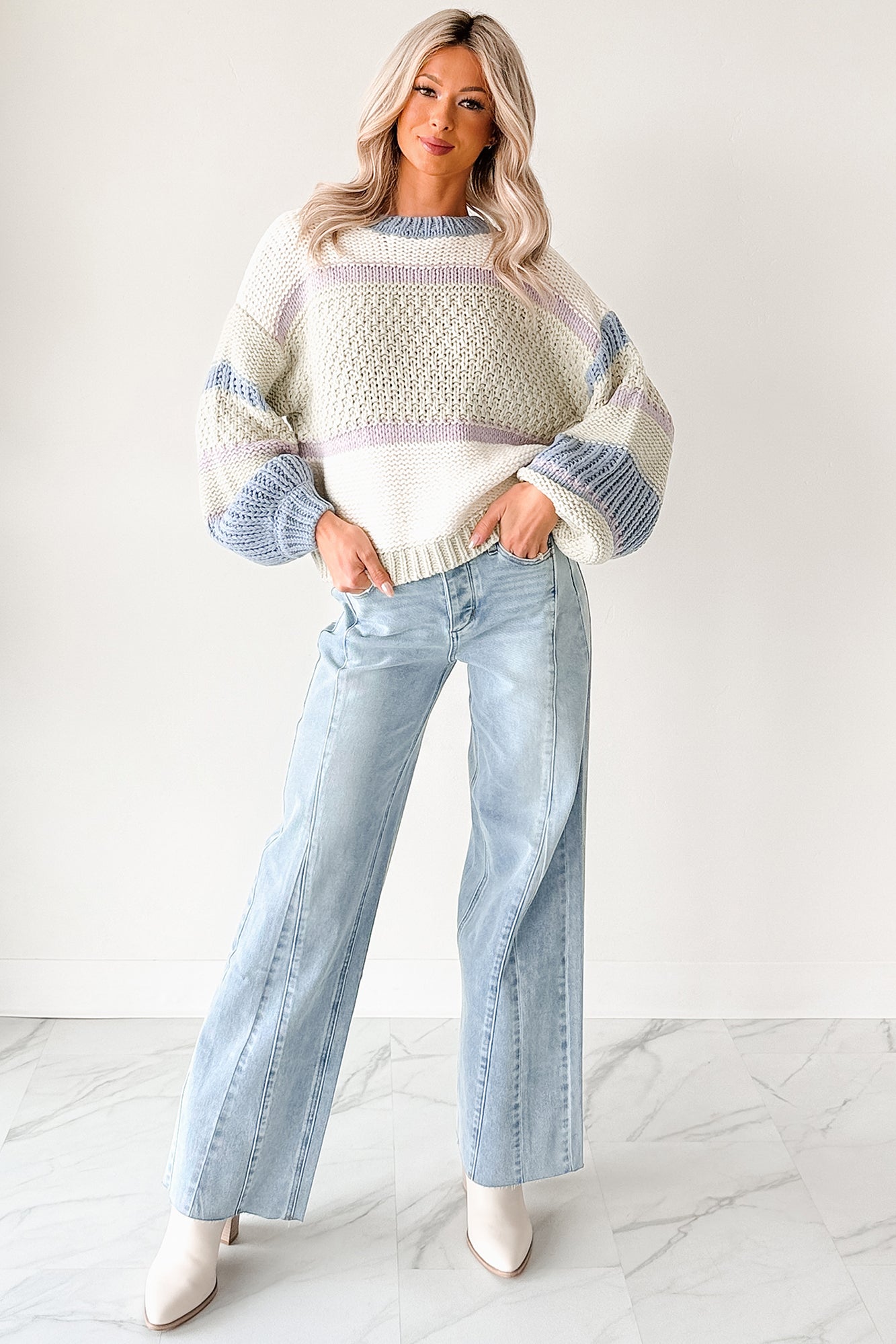 Glenn High Rise Wide Leg Jemina Denim Jeans (Light) - NanaMacs