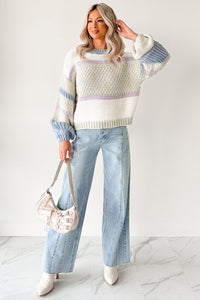 Wild Meadows Colorblock Knit Sweater (Sage/Denim) - NanaMacs