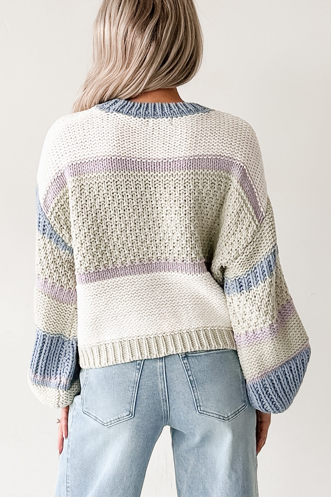 Wild Meadows Colorblock Knit Sweater (Sage/Denim) - NanaMacs