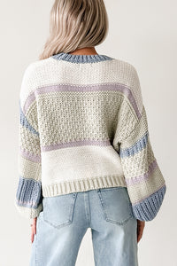 Wild Meadows Colorblock Knit Sweater (Sage/Denim) - NanaMacs