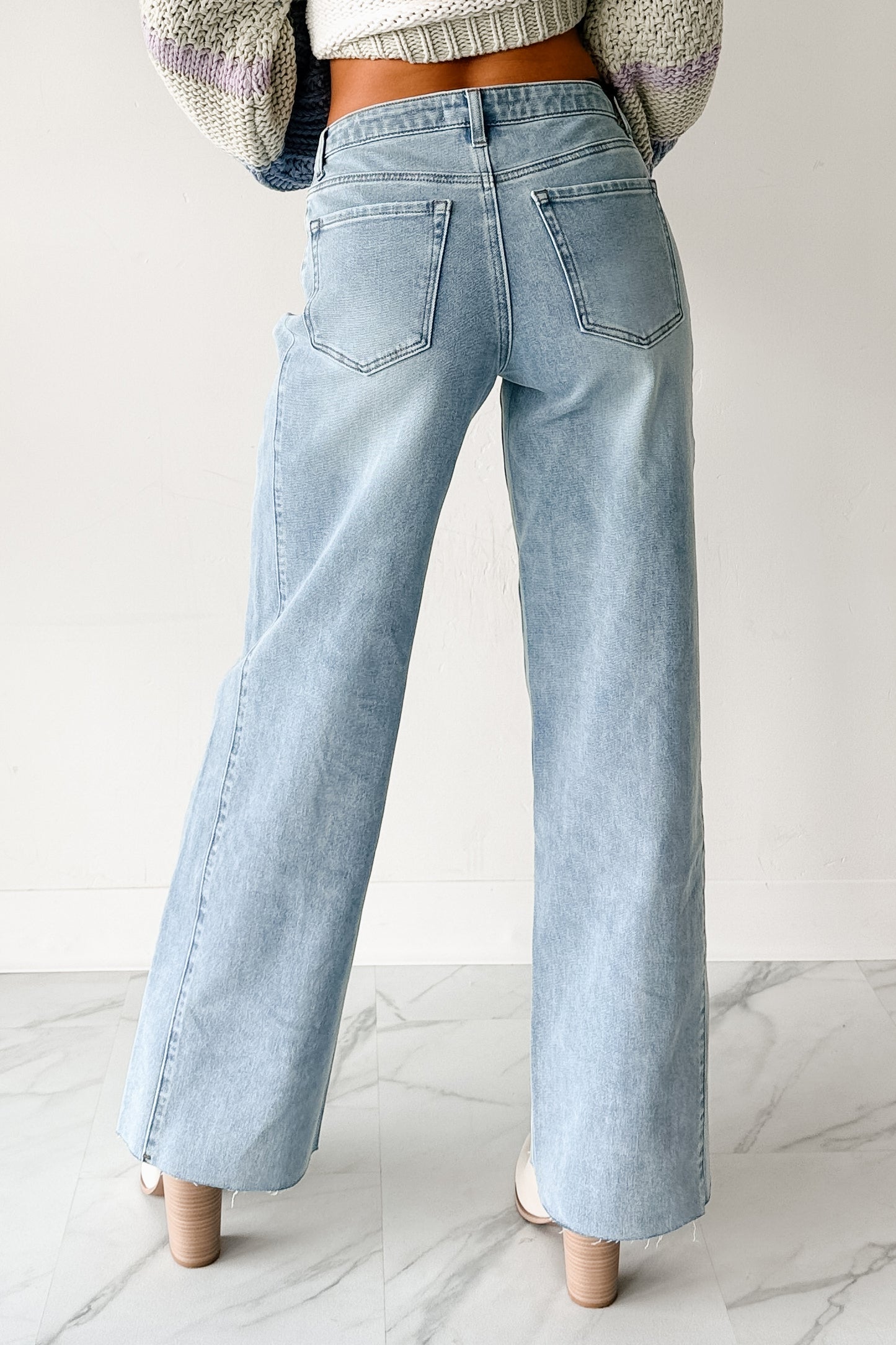 Glenn High Rise Wide Leg Jemina Denim Jeans (Light) - NanaMacs