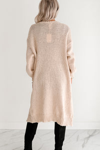 Lazy Layers Cable Knit Long Fit Cardigan (Taupe) - NanaMacs