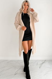Lazy Layers Cable Knit Long Fit Cardigan (Taupe) - NanaMacs