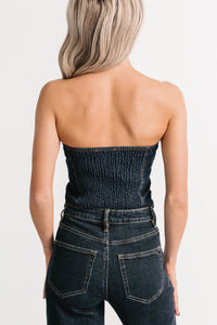 Fearless Mood Scalloped Denim Crop Top (Denim) - NanaMacs