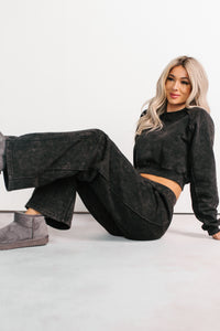 Moments Of Coziness Mineral Wash Lounge Set (Black) - NanaMacs