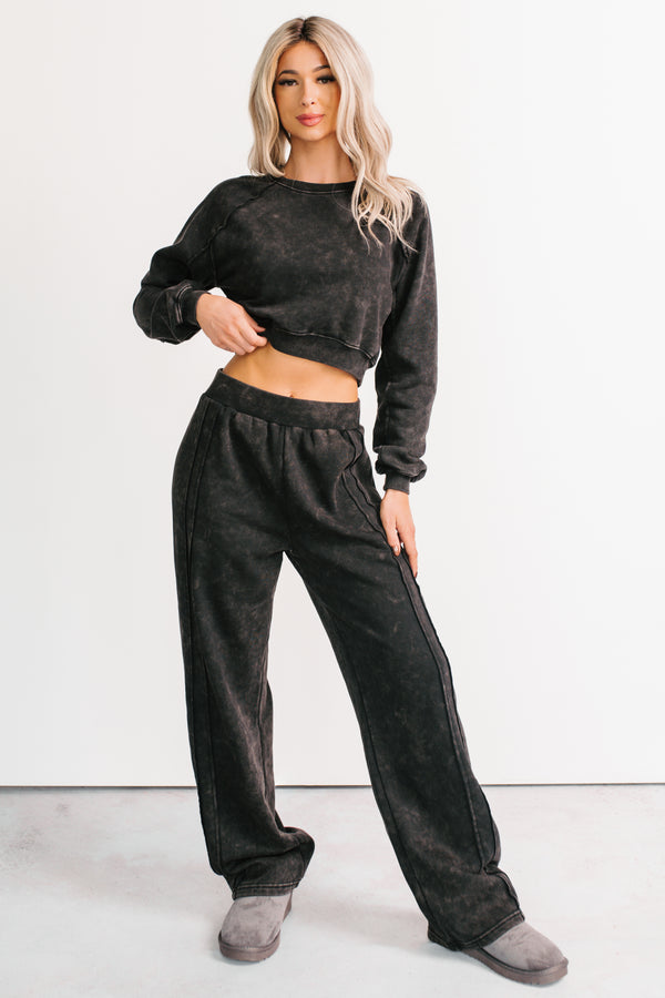 Moments Of Coziness Mineral Wash Lounge Set (Black)