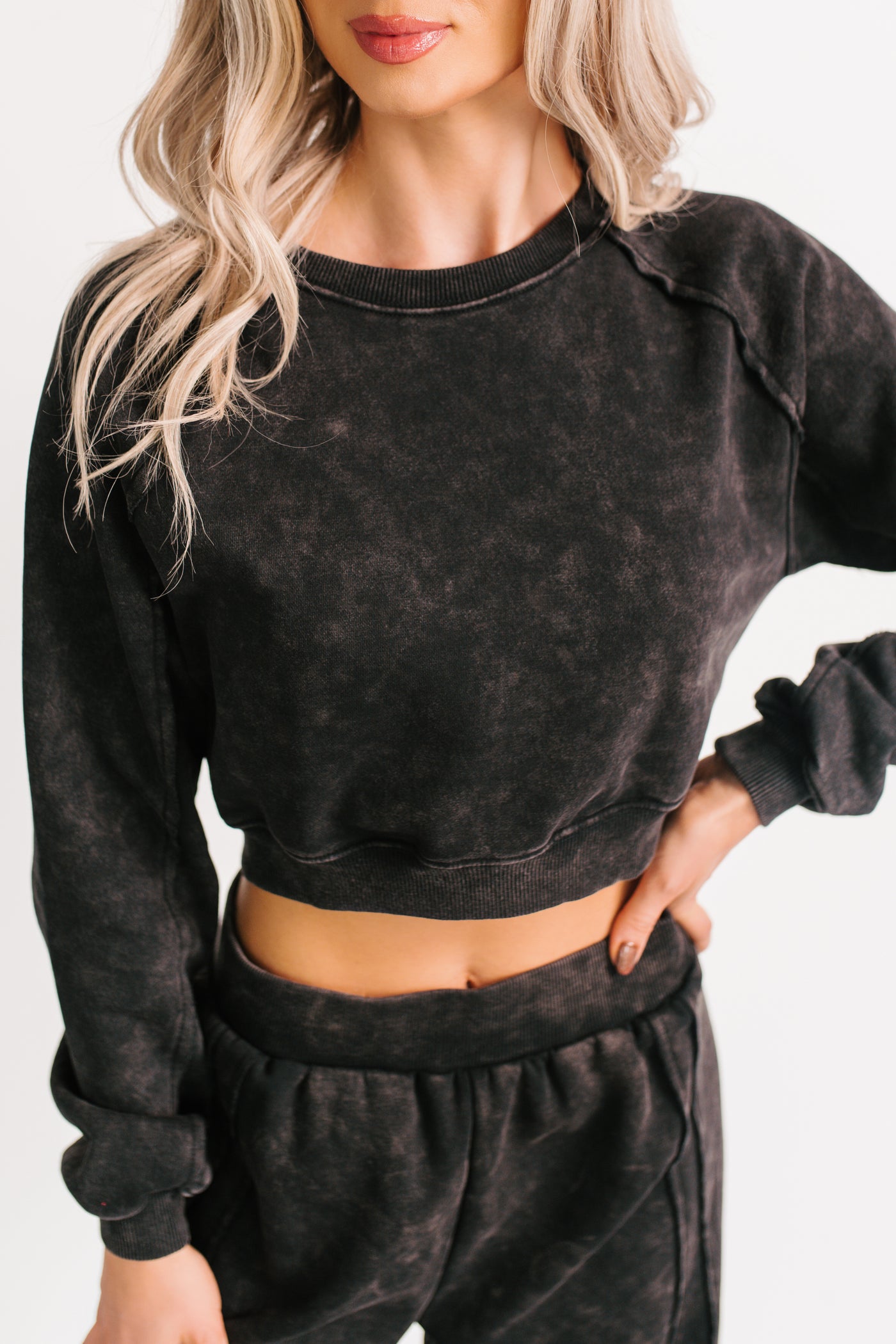 Moments Of Coziness Mineral Wash Lounge Set (Black) - NanaMacs