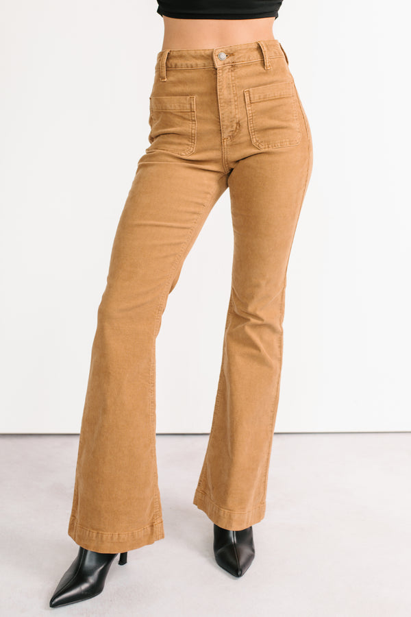 Kasen Corduroy Flare Sneak Peak Jeans (Camel) - NanaMacs