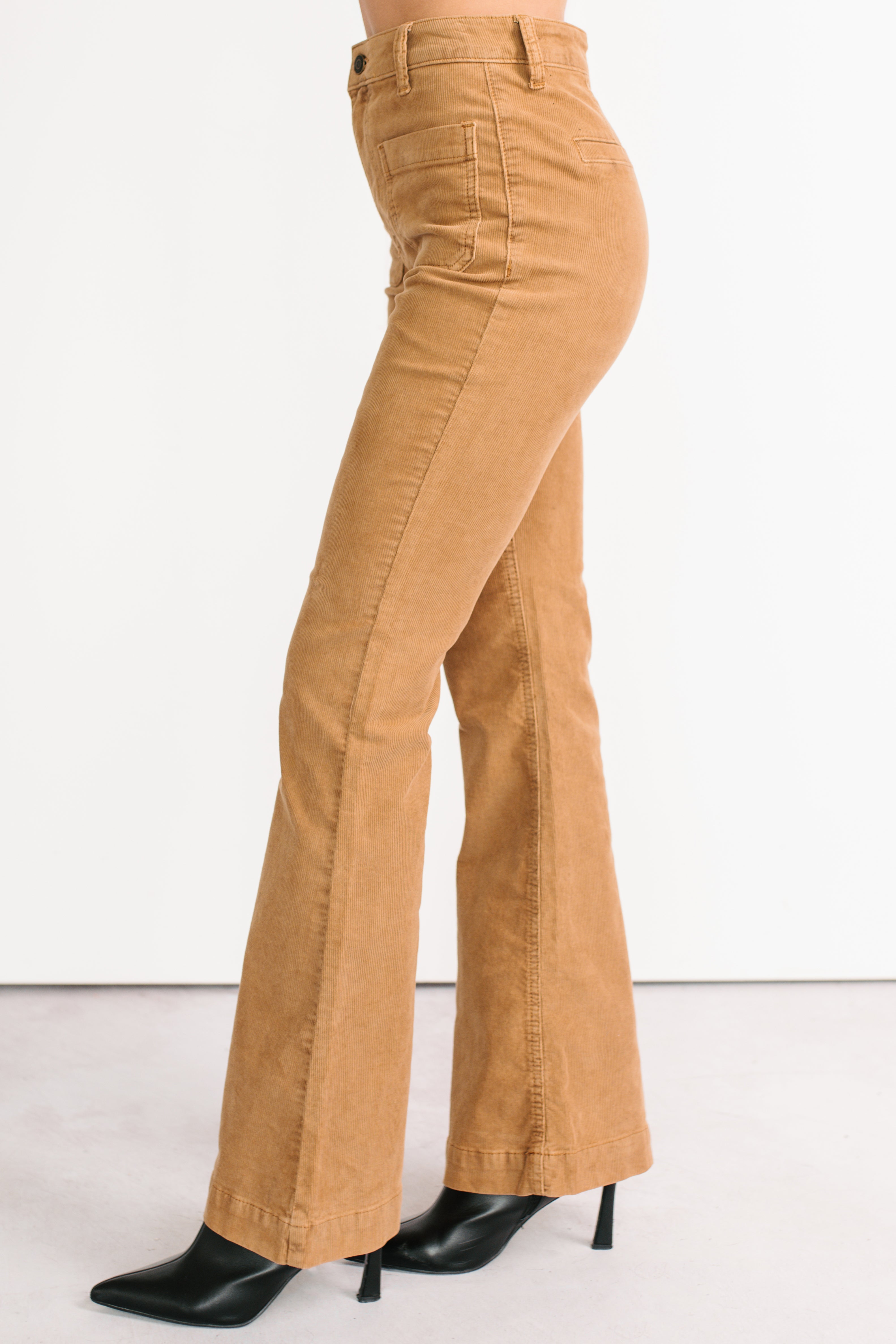 Kasen Corduroy Flare Sneak Peak Jeans (Camel) - NanaMacs
