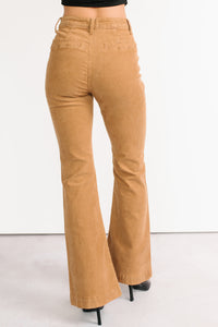 Kasen Corduroy Flare Sneak Peak Jeans (Camel) - NanaMacs