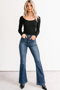 Alena Flare Sneak Peek Jeans (Medium Dark) - NanaMacs