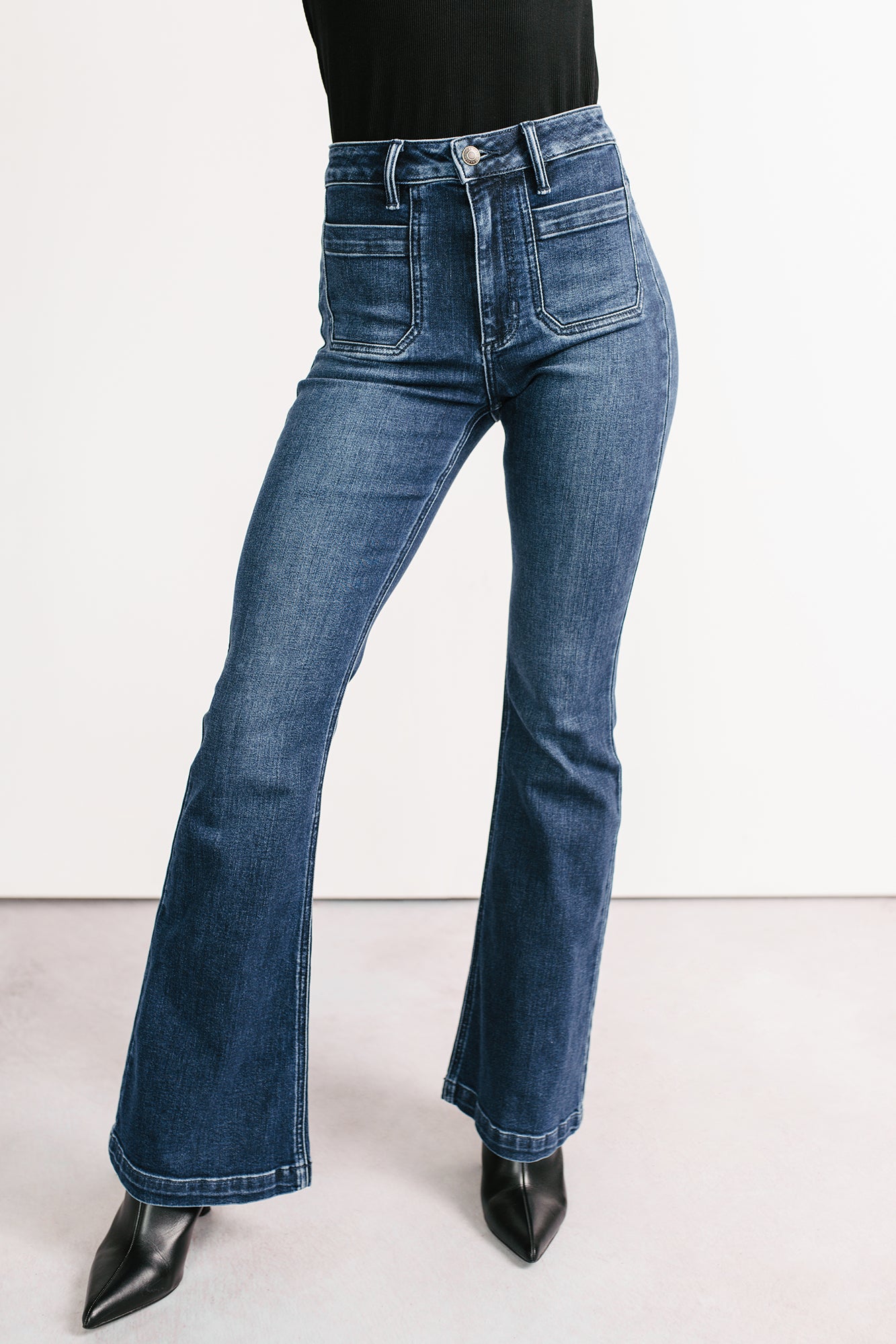 Alena Flare Sneak Peek Jeans (Medium Dark) - NanaMacs