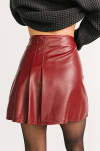 It Girl Status Faux Leather Mini Skirt (Burgundy) - NanaMacs