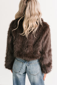 No Comparisons Faux Fur Plush Zip-Up Jacket (Brown) - NanaMacs
