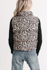 Girl Trouble Leopard Print Puffer Vest (Animal) - NanaMacs