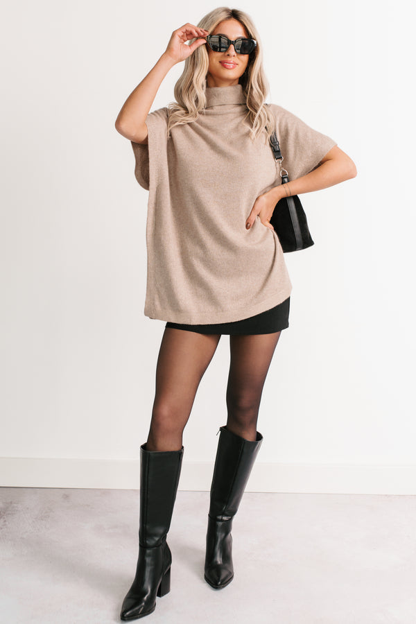 Soft Agenda Turtle Neck Oversized Top (Cappuccino)