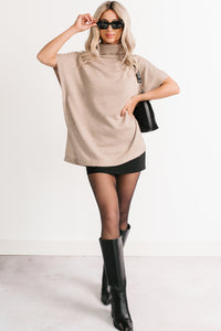 Soft Agenda Turtle Neck Oversized Top (Cappuccino) - NanaMacs