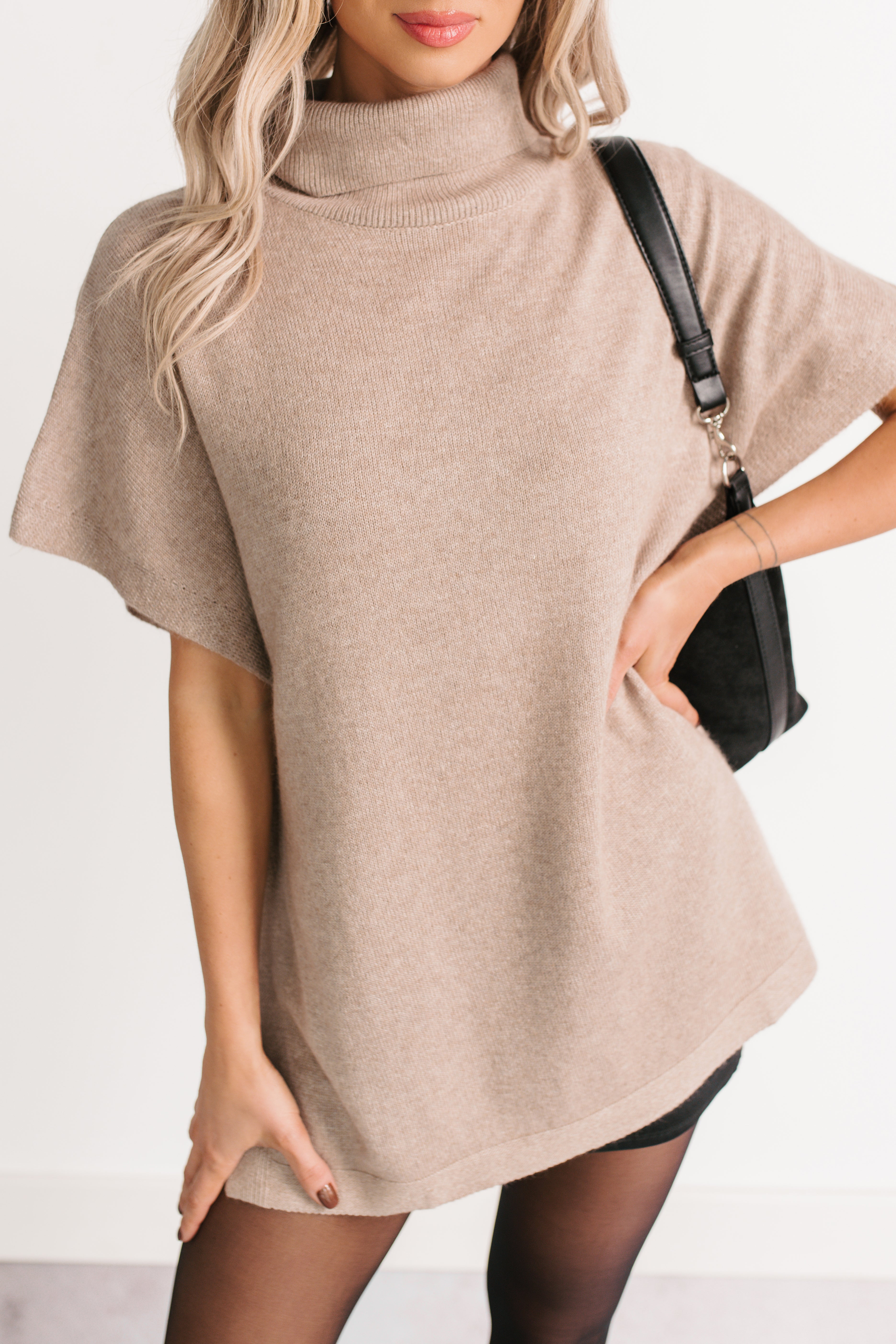 Soft Agenda Turtle Neck Oversized Top (Cappuccino) - NanaMacs